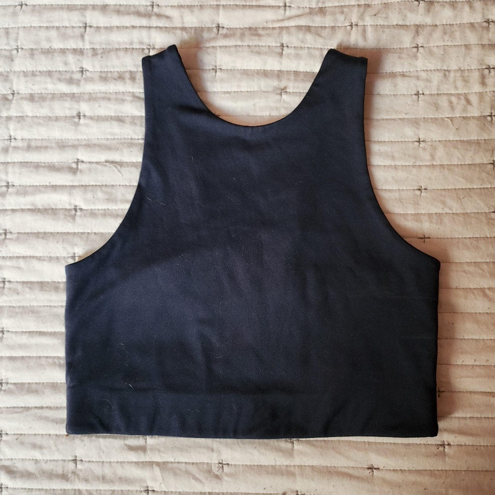 Girlfriend Collective High Neck Sports Bra, Navy Blue Medium